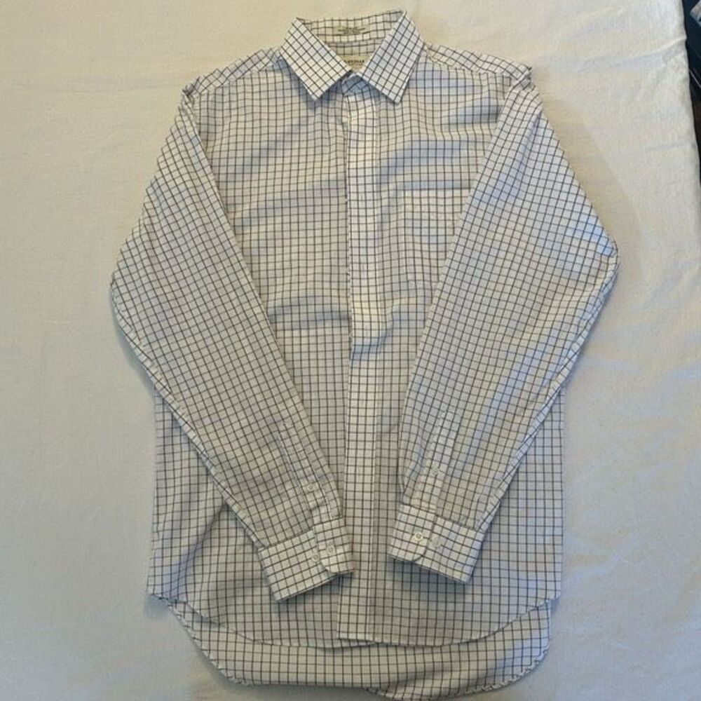 Haggar Men’s Blue Windowpane Dress Shirt 15-15 1/2, 34/35